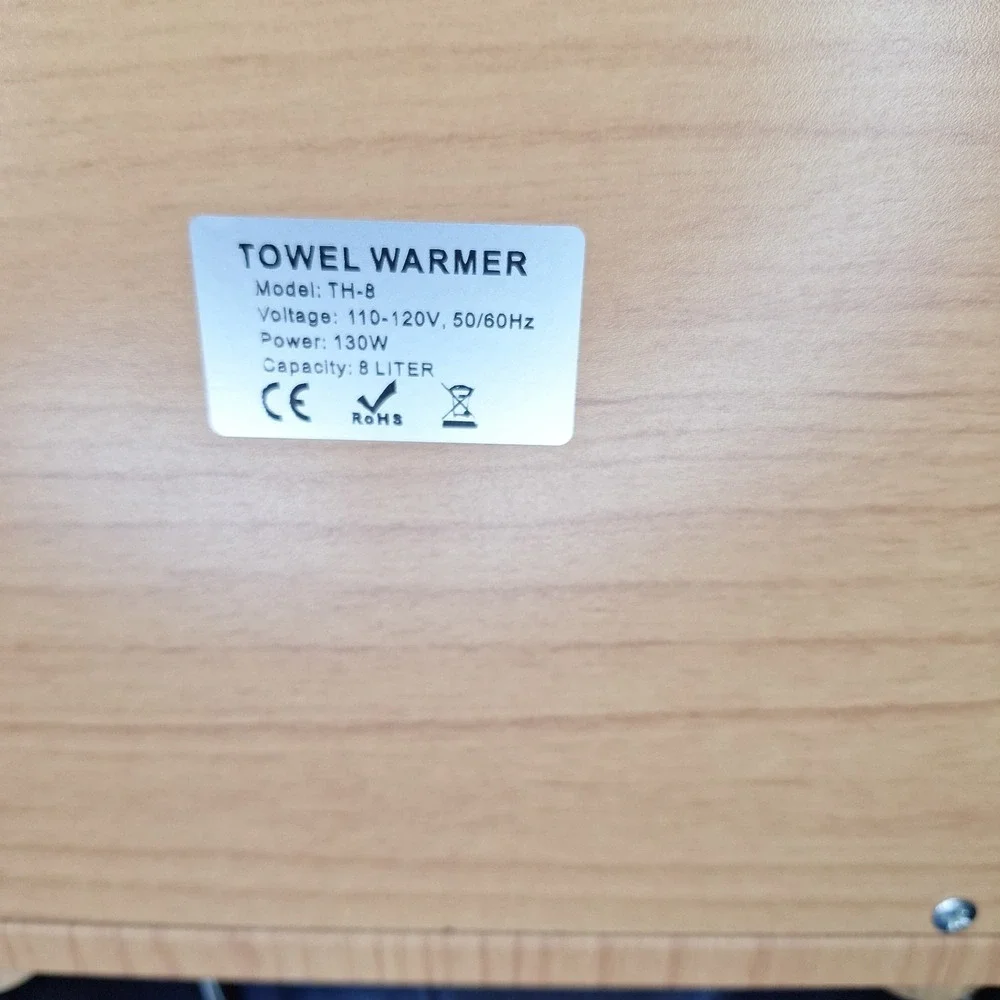 StateRiver Spa Bath Towel Warmer Cabinet 8L Hot Spa Bath Light Woodgrain Natural